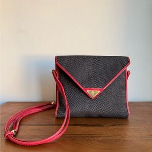 YSL Vintage Yves Saint Laurent  Black and Red Crossbody Bag Purse